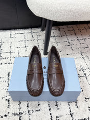 PRADA 26S LOAFERS 25MM IN DARK BROWN CALFSKIN