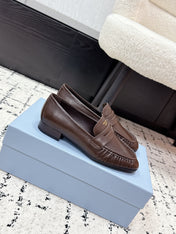 PRADA 26S LOAFERS 25MM IN DARK BROWN CALFSKIN
