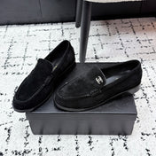 CHANEL 26S LOAFERS IN BLACK SUEDE WITH CC LOGO