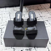 ALAIA 26S DOUBLE STRAP WEDGE SANDALS 110 MM IN BLACK SUEDE