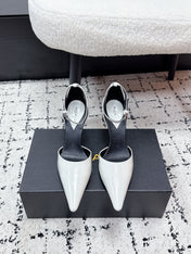 ALAIA 26S POINTED-TOE HEELS 90 MM IN WHITE PATENT CALFSKIN