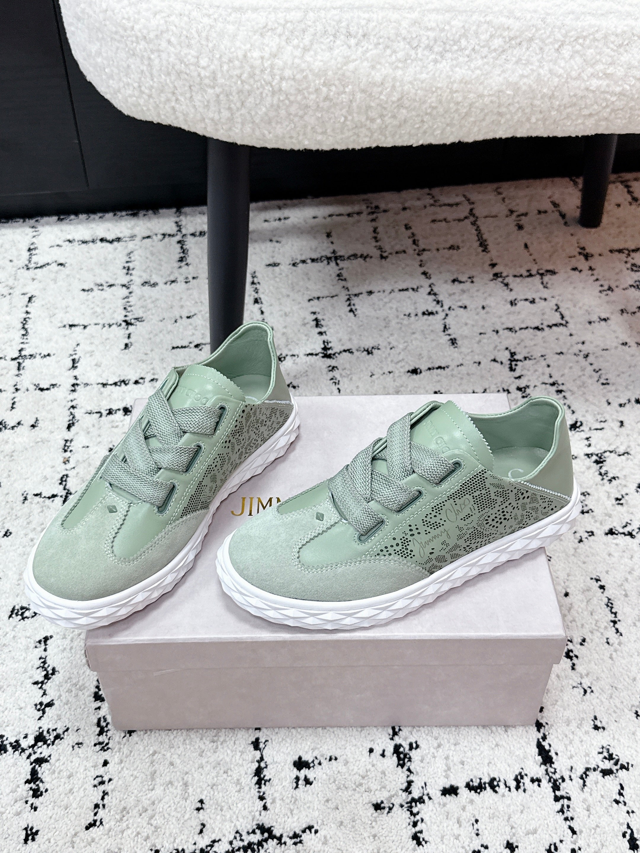 JIMMY CHOO 26S SNEAKERS IN SAGE GREEN SUEDE