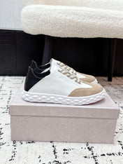 JIMMY CHOO 26S SNEAKERS IN BEIGE SUEDE AND WHITE CALFSKIN