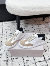 JIMMY CHOO 26S SNEAKERS IN BEIGE SUEDE AND WHITE CALFSKIN