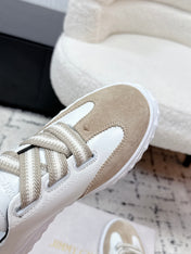 JIMMY CHOO 26S SNEAKERS IN BEIGE SUEDE AND WHITE CALFSKIN