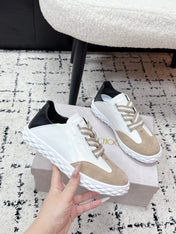 JIMMY CHOO 26S SNEAKERS IN BEIGE SUEDE AND WHITE CALFSKIN