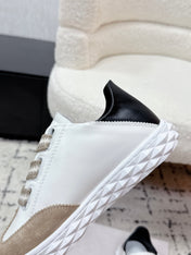 JIMMY CHOO 26S SNEAKERS IN BEIGE SUEDE AND WHITE CALFSKIN