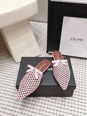 CHANEL 26S POINTED-TOE MULES IN LIGHT PINK MESH