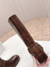 CHLOÉ 26S BOOTS 45 MM IN BROWN CALFSKIN