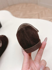 CHANEL FLAT MARY JANE SHOES 25S IN DARK BROWN VELVET