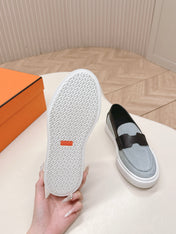 HM 25S SLIP-ON IN BLUE DENIM AND BLACK LAMBSKIN