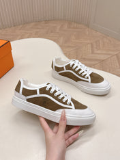 HM 25S SNEAKER LOW SPORTS IN BROWN SUEDE MIX WHITE LAMBSKIN