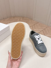 PRADA 26S PLATFORM SNEAKERS 50MM IN DARK GREY SUEDE