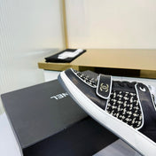 CHANEL 26S SNEAKERS IN BLACK MIX WHITE TWEED AND CALFSKIN