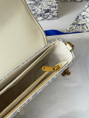DIOR 25S MEDIUM SADDLE POUCH WITH CHAIN 21 IN LIGHT BLUE DIOR OBLIQUE JACQUARD CANVAS