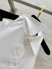 CHANEL 26S SLEEVELESS SHIRT COLLAR TOP STYLE 1197