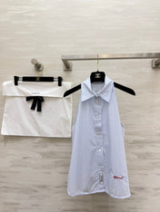 CHANEL 26S SLEEVELESS SHIRT COLLAR TOP STYLE 1196