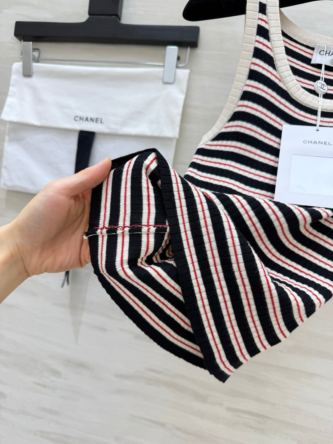 CHANEL 26S STRIPED SLEEVELESS KNIT TOP 1438