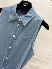 RALPH LAUREN 26S SLEEVELESS DENIM SHIRT DRESS 306