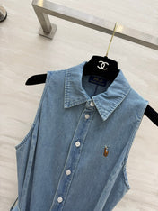 RALPH LAUREN 26S SLEEVELESS DENIM SHIRT DRESS 306
