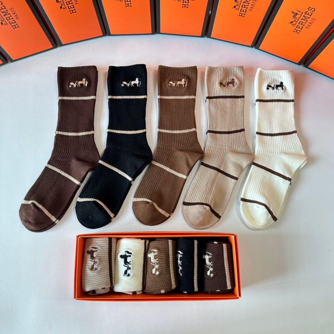 HERMES 26S CREW SOCKS 546763 (1 BOX)