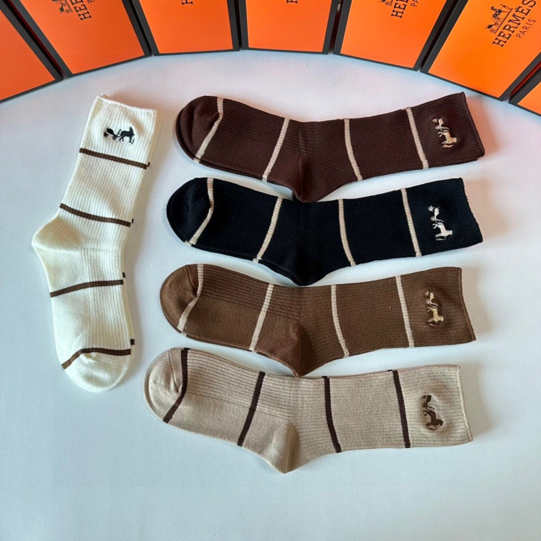 HERMES 26S CREW SOCKS 546763 (1 BOX)
