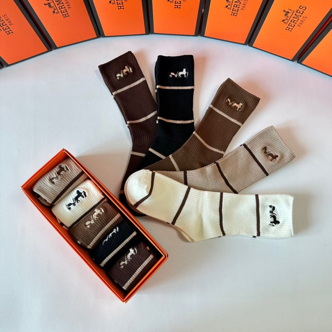 HERMES 26S CREW SOCKS 546763 (1 BOX)
