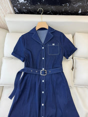 CELINE 26S LONG SHORT SLEEVE DENIM DRESS 367
