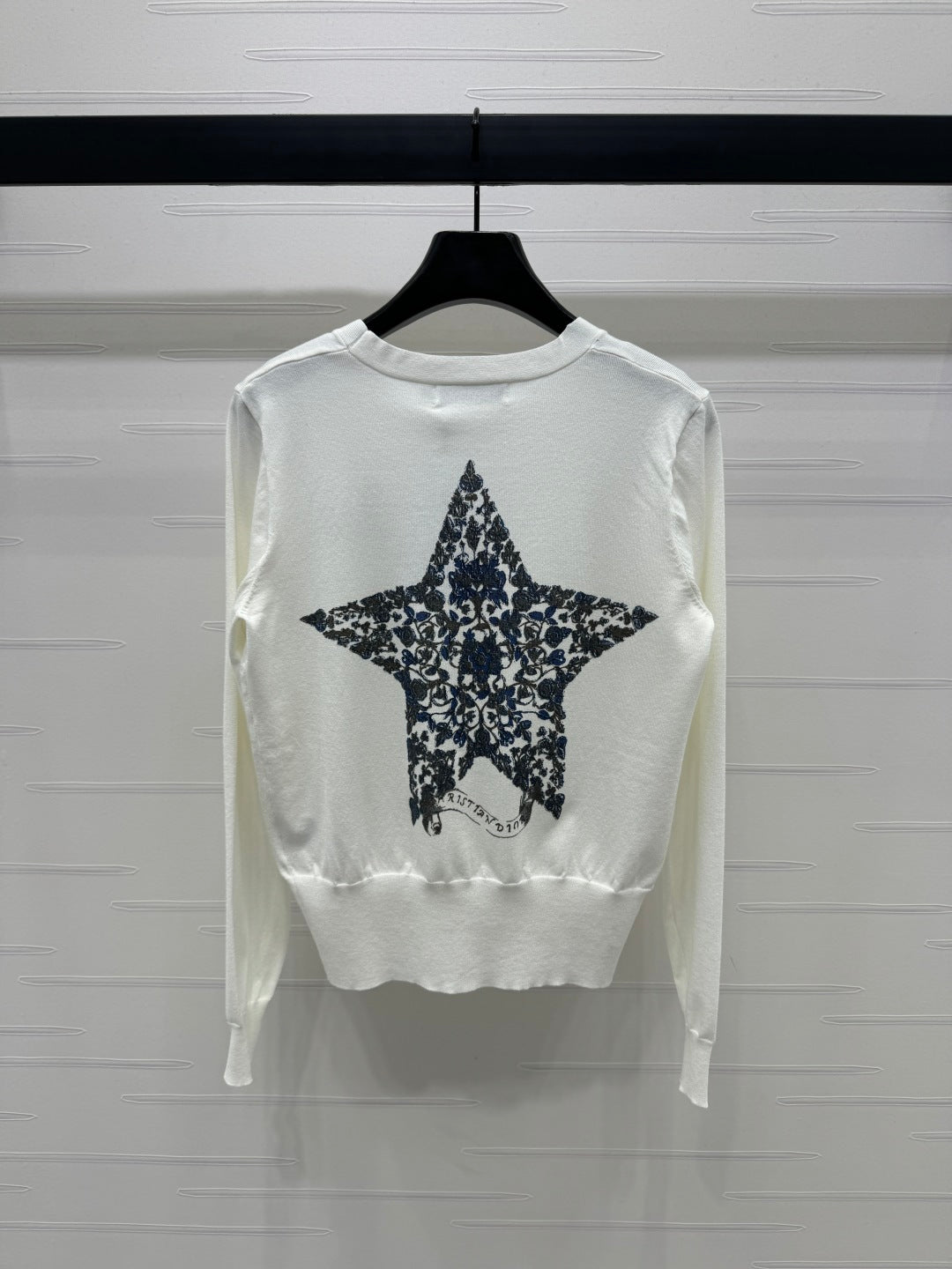 DIOR LONG-SLEEVE KNIT SWEATER WITH EMBROIDERED LOGO