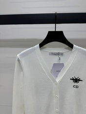 DIOR LONG-SLEEVE KNIT SWEATER WITH EMBROIDERED LOGO