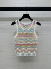 Chanel 25 Multicolor Striped Knitted Tank Top