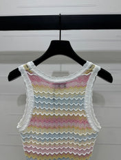 Chanel 25 Multicolor Striped Knitted Tank Top