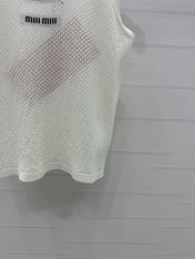 MIU 25S ROUND NECK KNIT TANK TOP WITH HOLES 264266