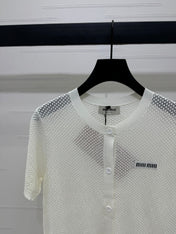 MIU 25S SHORT SLEEVE ROUND NECK CARDIGAN 264268