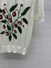 VALENTINO CREW NECK SHORT-SLEEVE KNIT TOP 274956