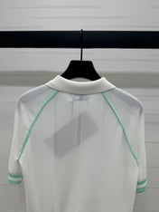 MIU 25S ROUND NECK STRIPED KNIT RAGLAN SHORT SLEEVES 264108