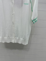 MIU 25S ROUND NECK STRIPED KNIT RAGLAN SHORT SLEEVES 264108