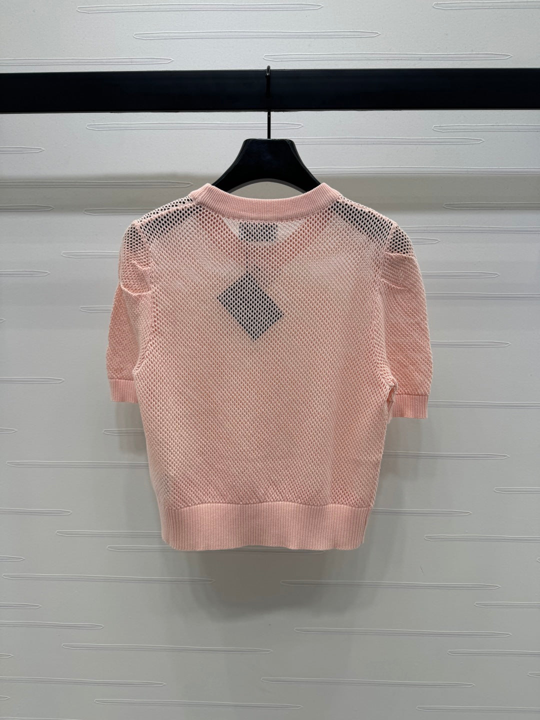 PRAD 25S HOLLOW KNIT SHORT SLEEVE TOP 264136
