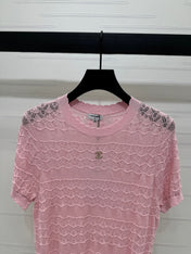 CHANEL 25S HOLLOW KNIT SHORT SLEEVE TOP 264152