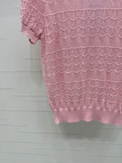 CHANEL 25S HOLLOW KNIT SHORT SLEEVE TOP 264152