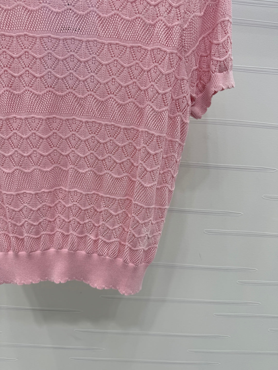 CHANEL 25S HOLLOW KNIT SHORT SLEEVE TOP 264152