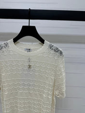 CHANEL 25S HOLLOW KNIT SHORT SLEEVE TOP 264150