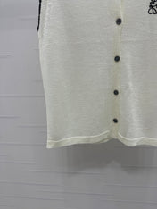 LOEWE 25S ROUND NECK KNITTED VEST WHITE 264069
