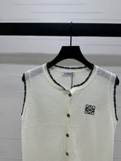 LOEWE 25S ROUND NECK KNITTED VEST WHITE 264069