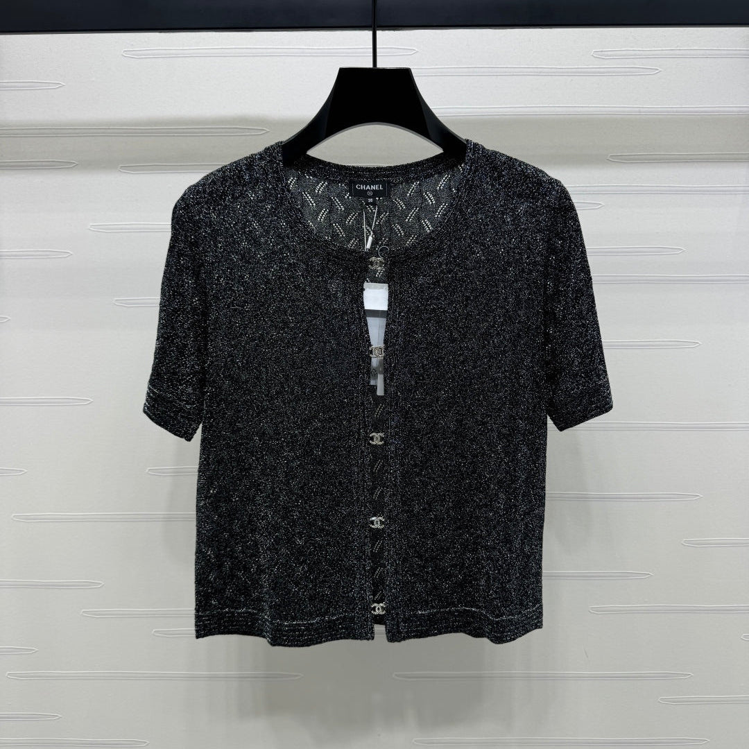 CHANEL SHORT-SLEEVE SEQUINNED KNIT CARDIGAN 269407