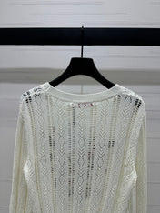 VALENTINO CREW NECK LONG-SLEEVE EMBROIDERED KNIT TOP 274957