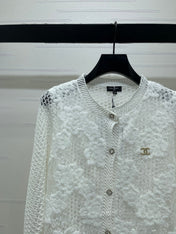 CHANEL 26S FLORAL OPENWORK KNIT CARDIGAN 1348