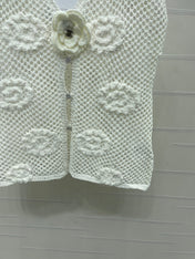 CHANEL 26S FLORAL CROCHET KNIT VEST 1347