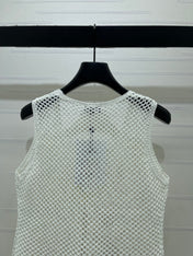 CHANEL 26S FLORAL CROCHET KNIT VEST 1347