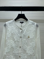 CHANEL 26S FLORAL OPENWORK KNIT CARDIGAN 1348